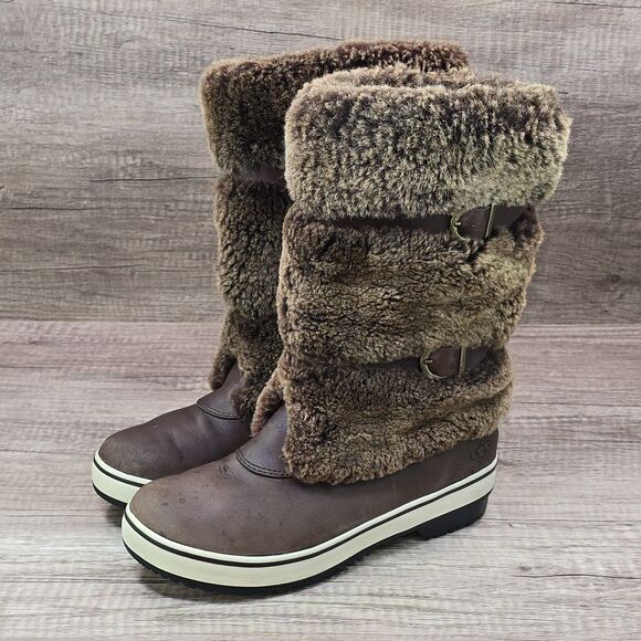 Ugg Australia Lilyan Women's Size 7 Brown Leather Winter Boots (1001374) - Picture 8 of 10